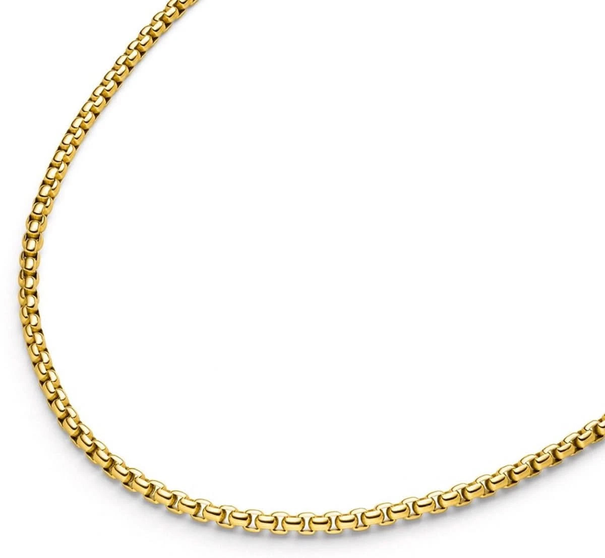 Guldbelagt halsband med boxkedja, titan, solid länklook