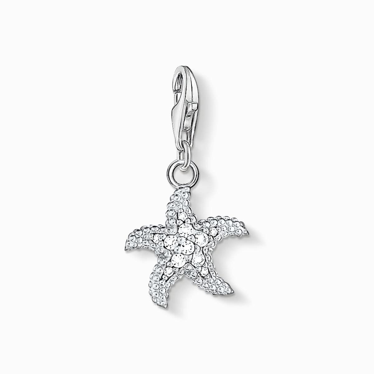 Sjöstjärna-charm i 925 sterlingsilver med gnistrande stenar