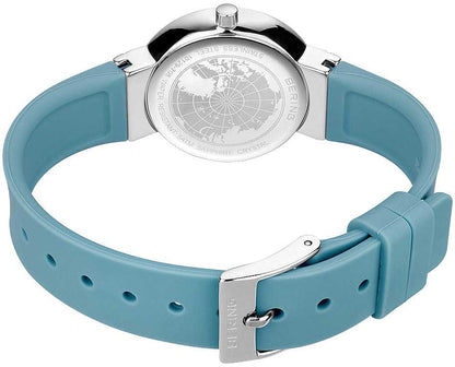 Bering damklocka med turkos silikonarmband, stiftspänne och boett i rostfritt stål