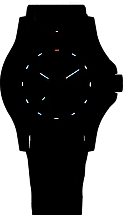 Traser P66 herrklocka: självlysande siffror och visare i mörker, röd och blå