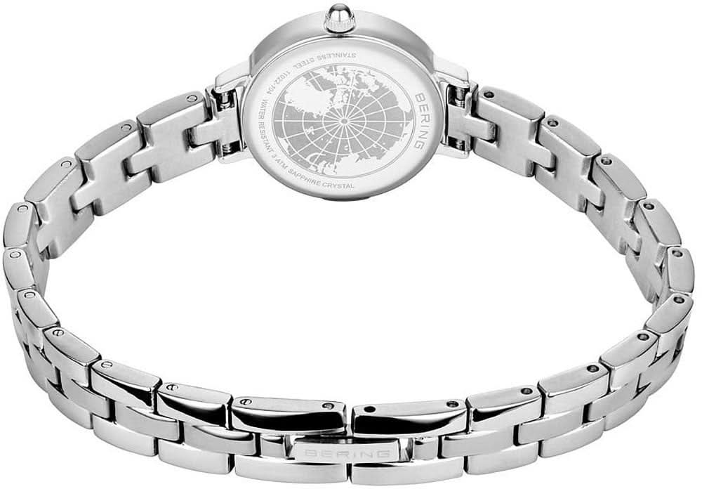 Bering damklocka, armband i rostfritt stål med spänne, graverad baksida