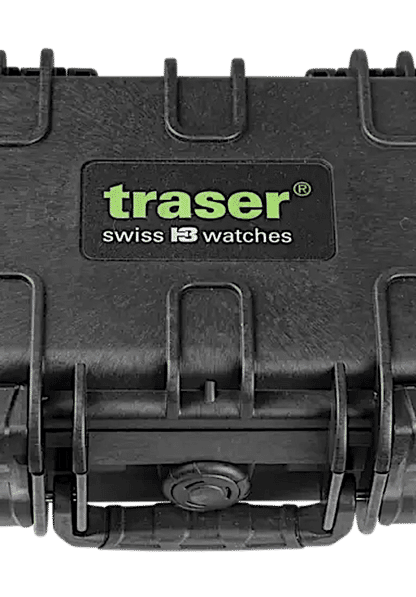 Klockbaksida med traser®-logotyp och texten swiss IB watches