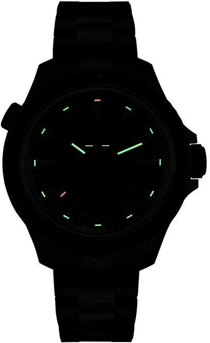"Herrklocka med svart urtavla och svart silikonarmband, gröna självlysande index"