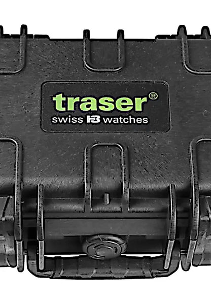 Detaljerad vy: traser® swiss watches klistermärke på svart boett