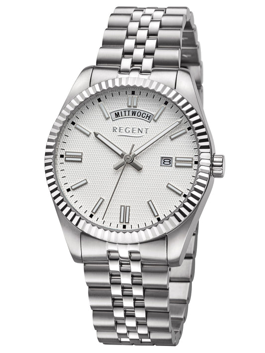 Regent BA-883 Herrenuhr Silber • Mineralglas • Datum & Wochentag