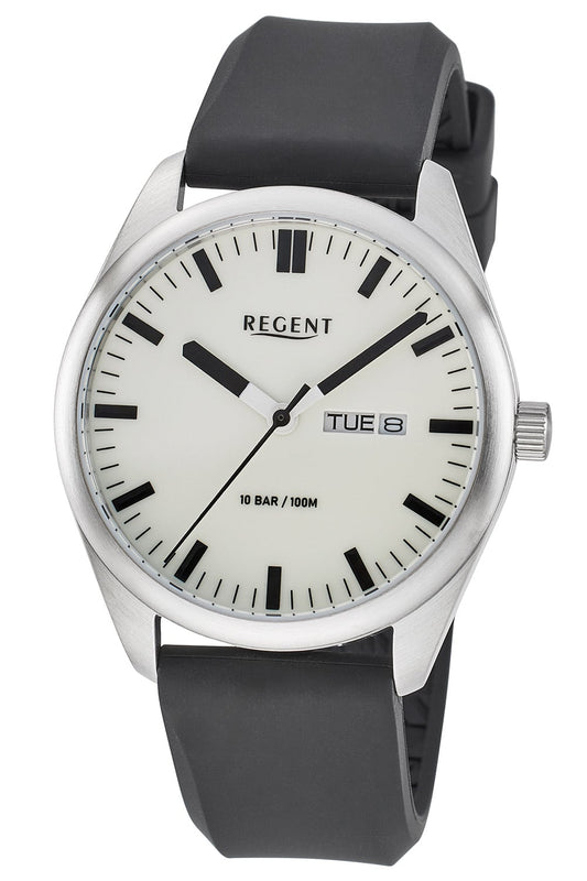 Regent F-1588 Herrenuhr Grau • Mineralglas • Datum & Wochentag