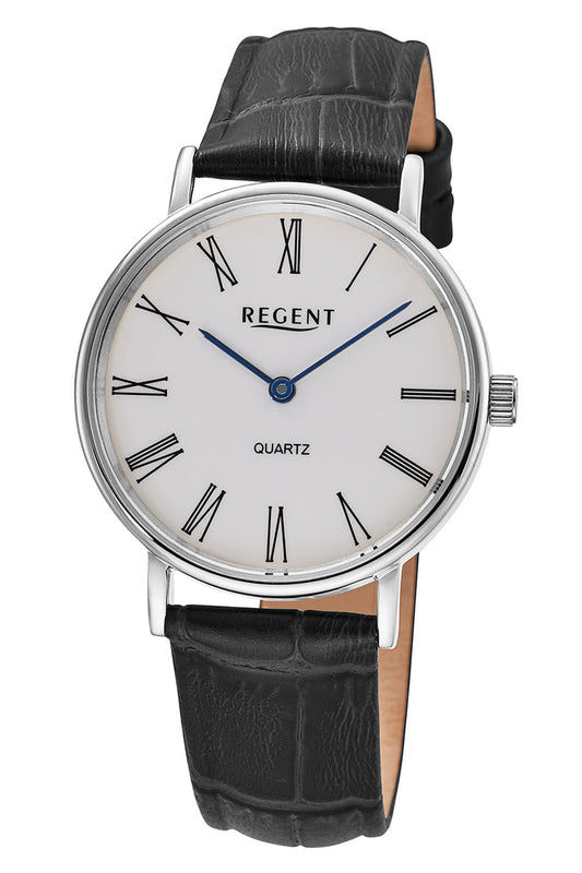 Regent F-1576 Damenuhr Schwarz/Weiß • Gut ablesbar • Mineralglas