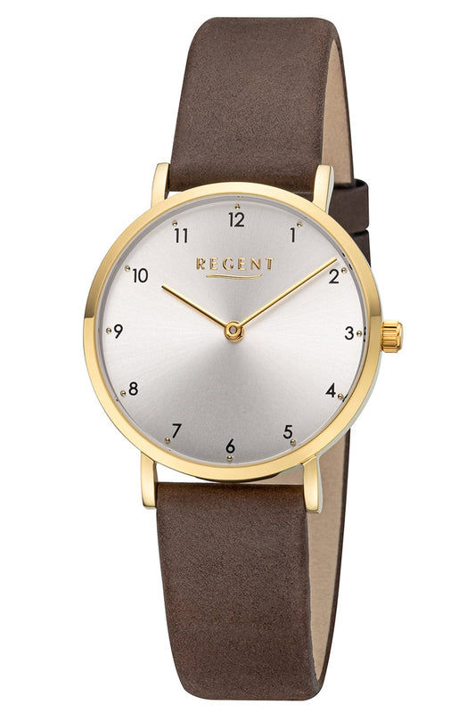 Regent F-1640 Damenuhr Braun/Goldfarben • Präzises Quarzwerk • Modisches Design