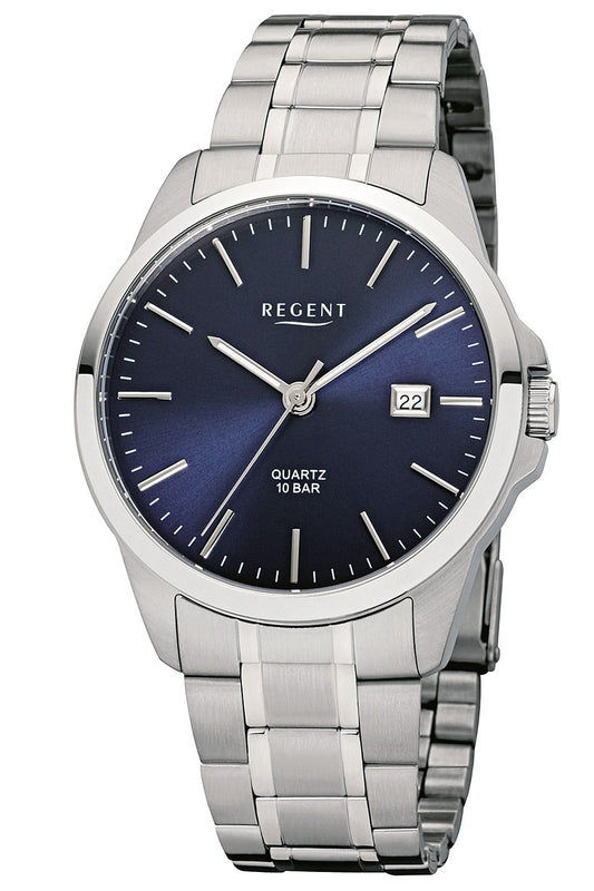 Regent F-1011 Herrenuhr Blau • Mineralglas • Sicherheitsfaltschließe