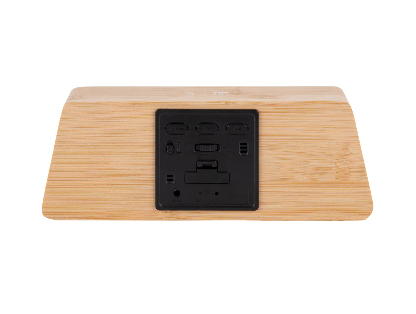Bambu-LED-väckarklocka, baksida med USB-strömanslutning