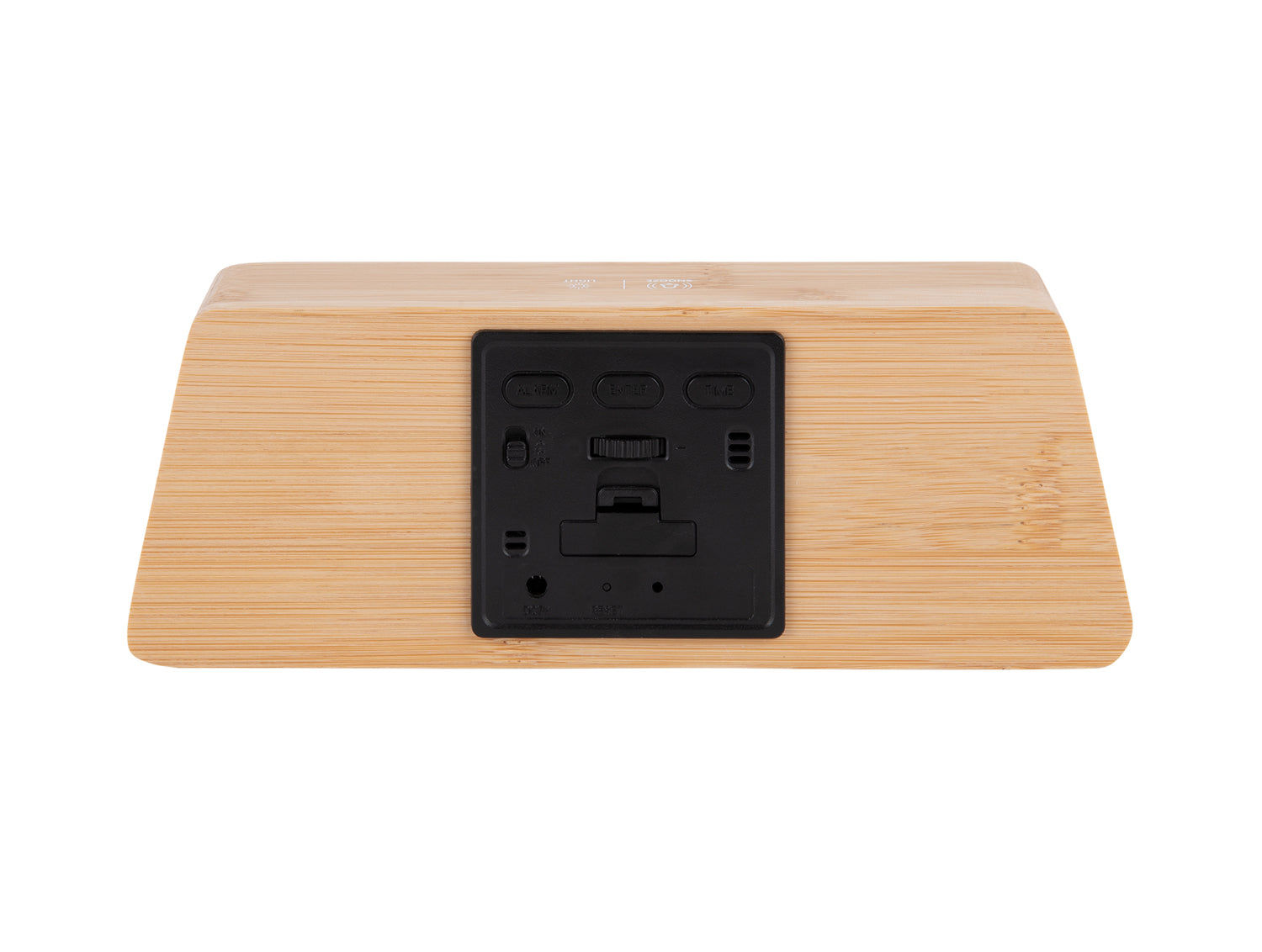 Bambu-LED-väckarklocka, baksida med USB-strömanslutning