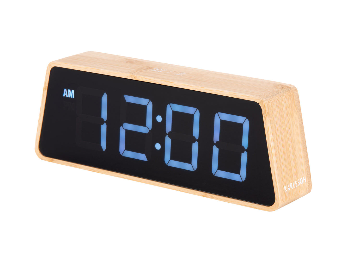 Bambu-LED-väckarklocka med färgskiftande LED-display, blå siffror