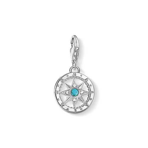 Kompasshänge i sterlingsilver med turkos mitt