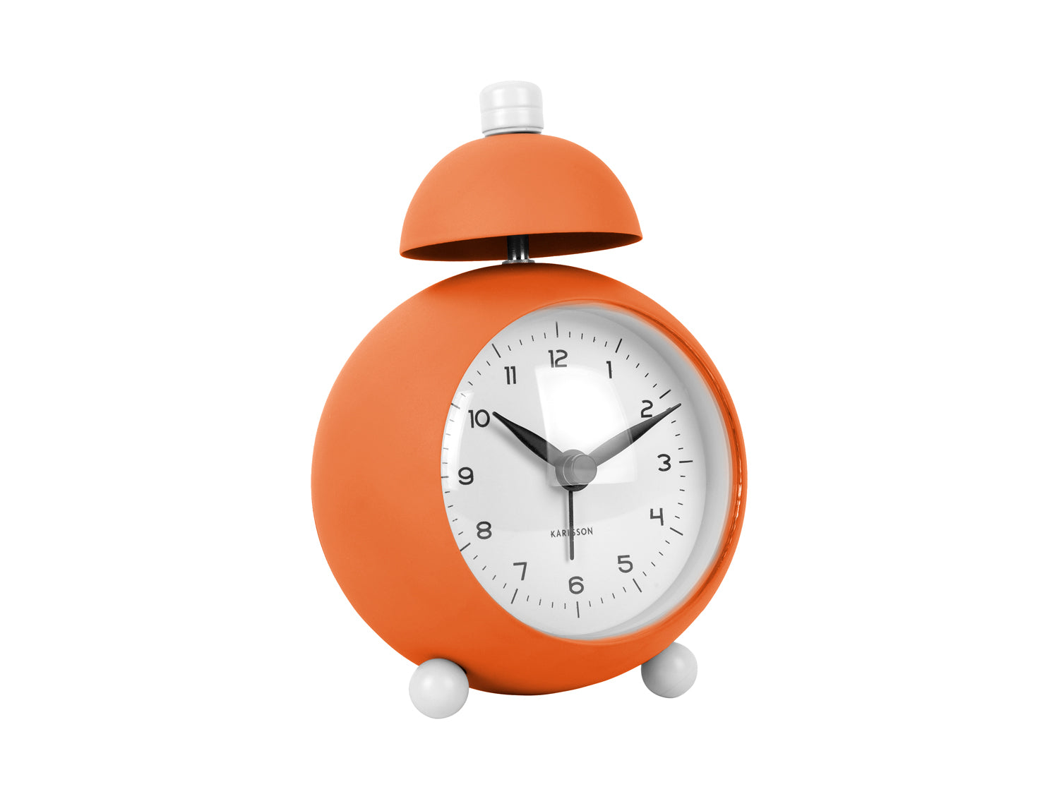 Neonorange väckarklocka med rund urtavla och ringklocka upptill