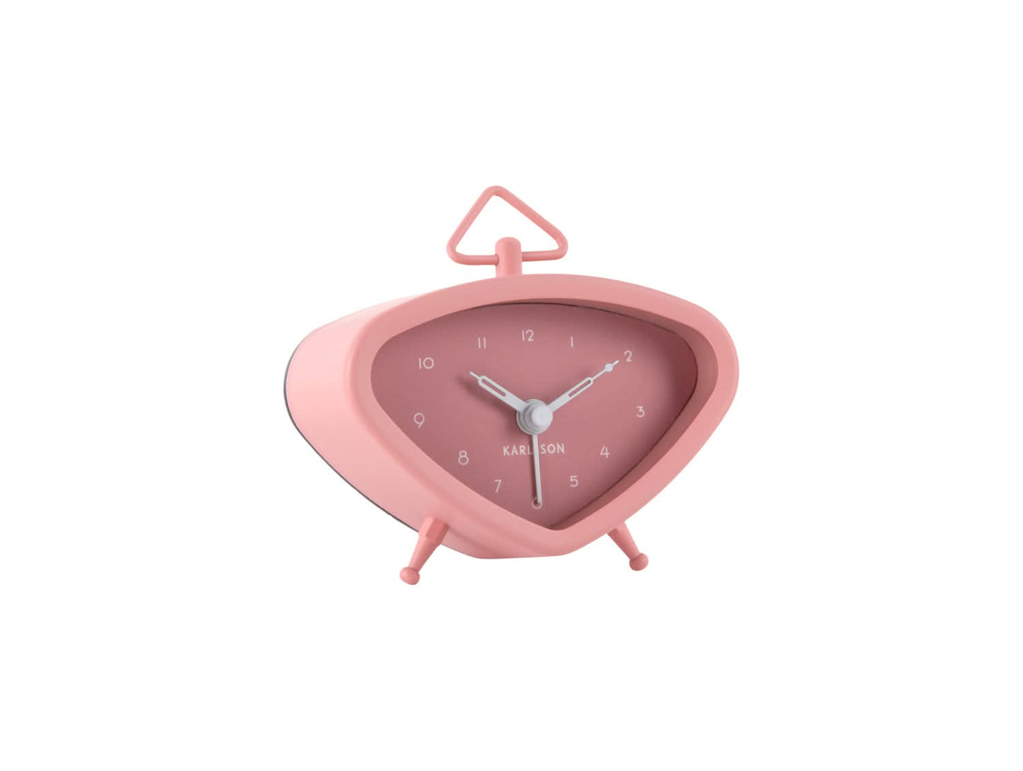 Karlsson Mini-triangelväckarklocka, rosa, vilylse med visare och siffror
