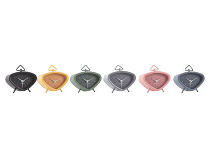 Mini-triangelväckarklockor i 6-pack, flerfärgade: svart, brun, grön, grå, rosa, blå