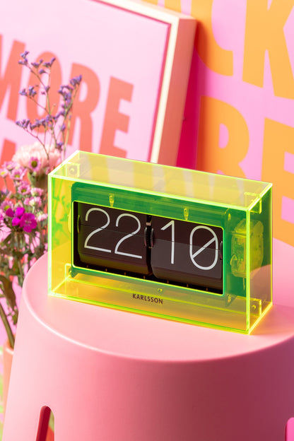 Neonguldigt bordsur med akrylhölje och flip-display, visning 22 och 10