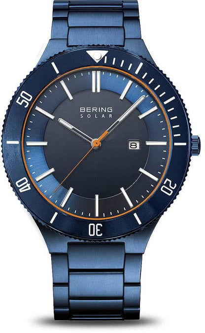 Herrklocka Solar med blå urtavla och blått Milanese-armband, safirglas