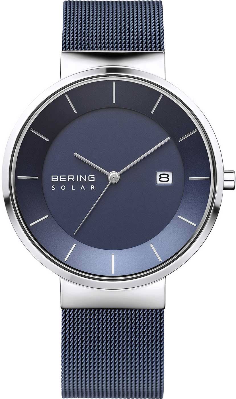 Herrklocka med mörkblå urtavla, mesh-armband och metallspänne