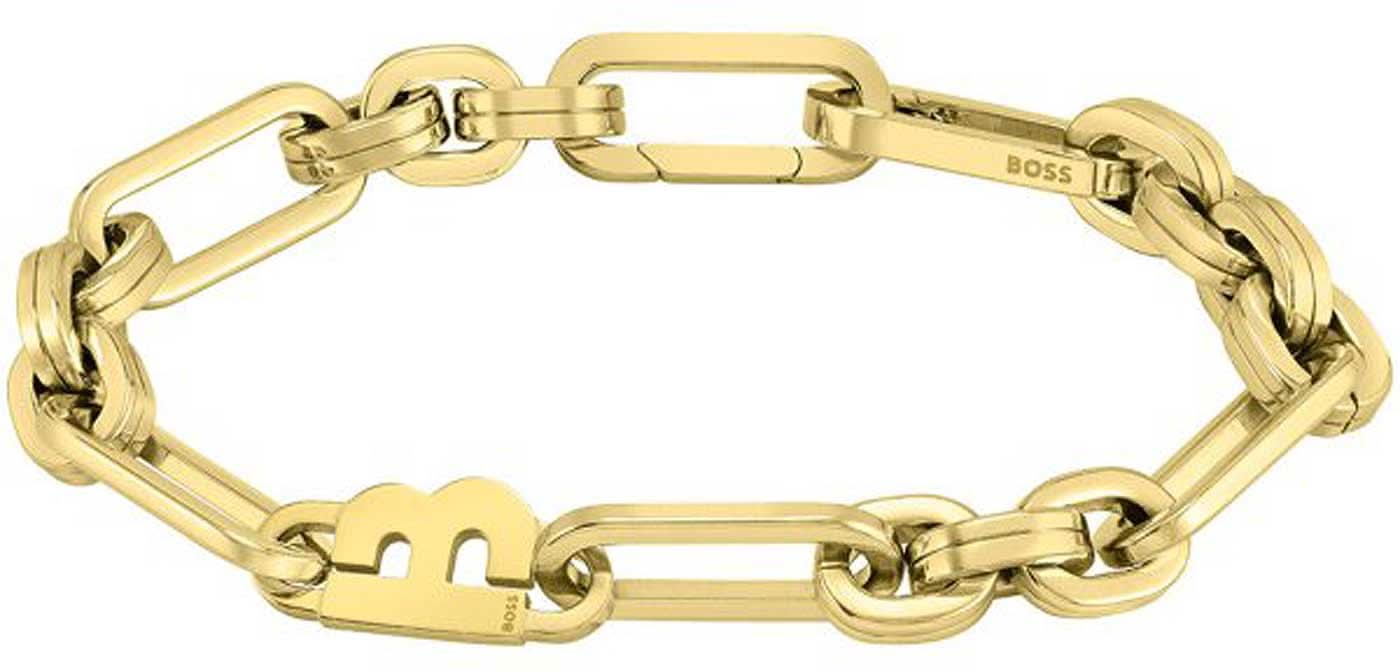 Guldpläterat armband med ankarlänkar och rektangulärt lås
