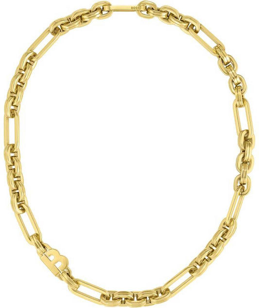Boss Jewelry pansarkedja i guld, med breda länkar
