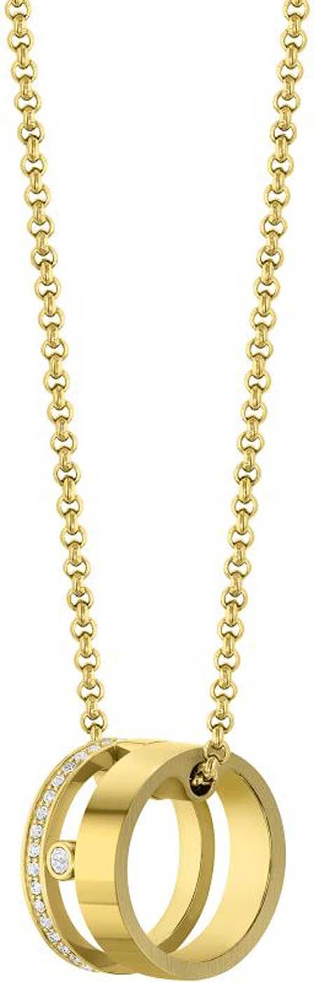 Guld färgat halsband med ringhänge och länkar