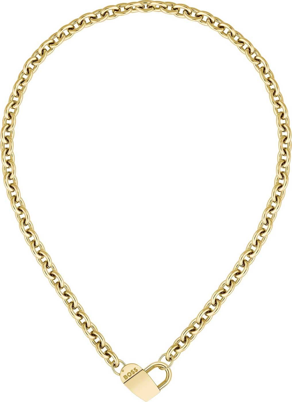 Hjärtformat halsband med stort magnetlås och hjärthänge, guldfärgat