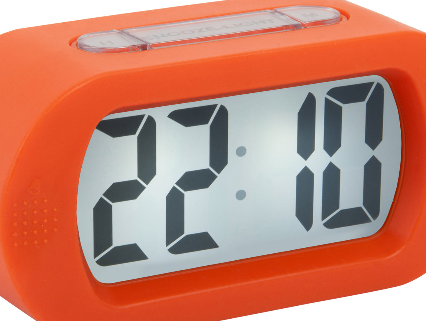 Orange digital väckarklocka med LCD-display 22:18