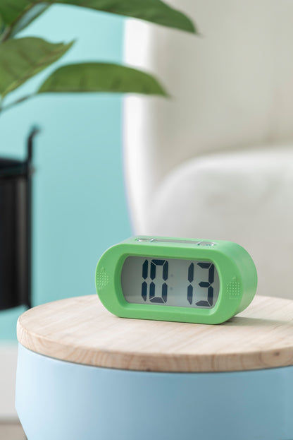 Karlsson digital väckarklocka ljusgrön, sidan med visning 08:13