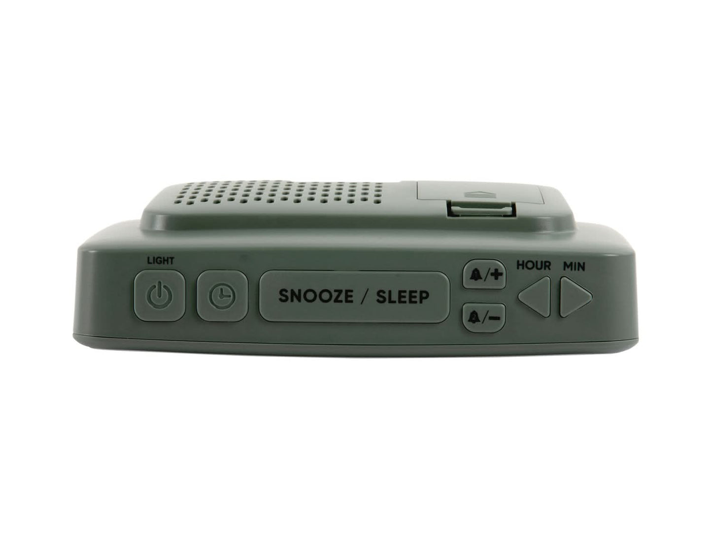 Retro väckarklocka djungelgrön med kontrollknappar och snooze/sömn