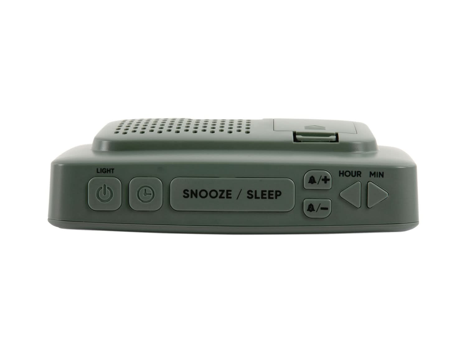 Retro väckarklocka djungelgrön med kontrollknappar och snooze/sömn