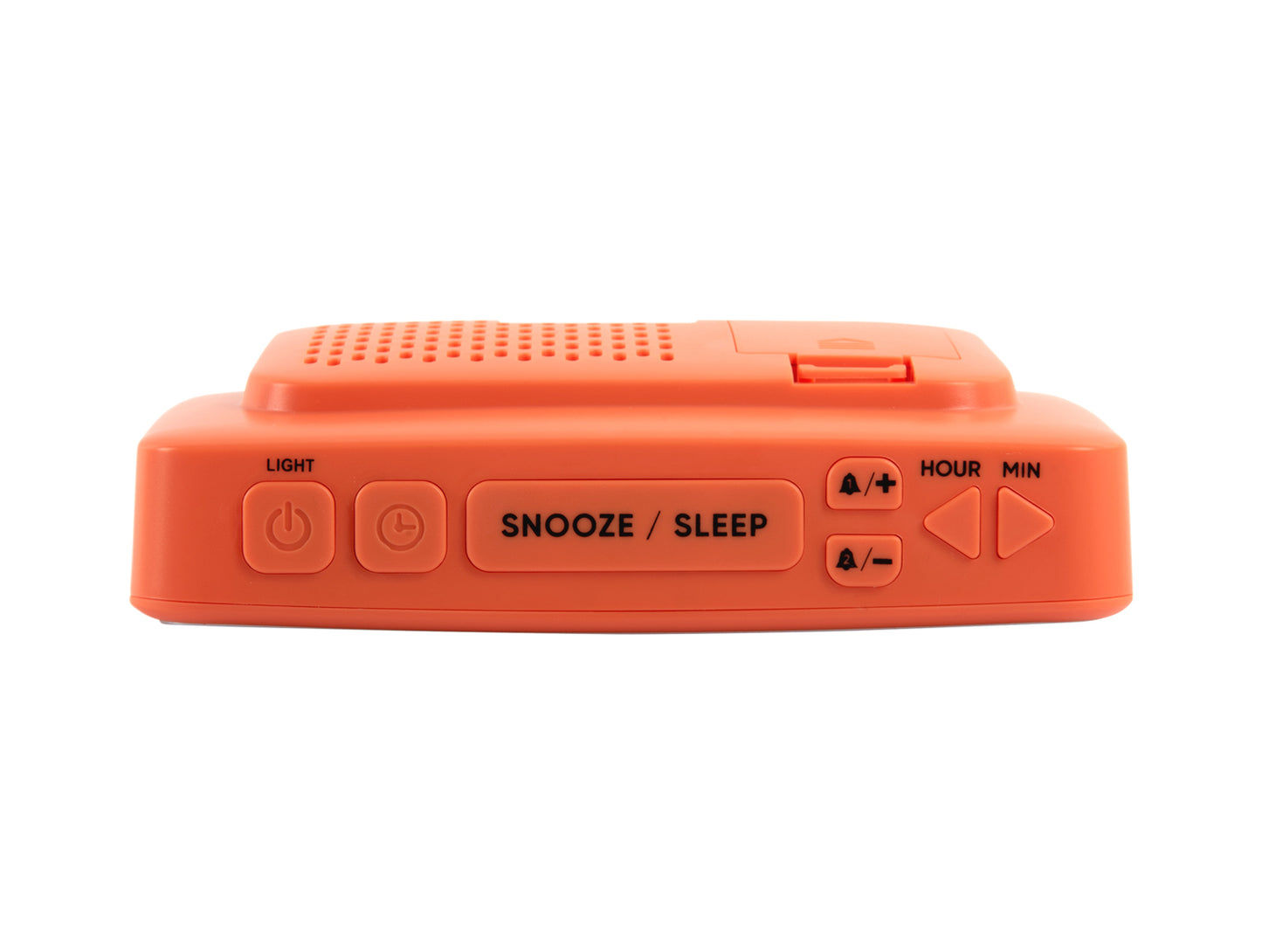 Retro-väckarklocka från Karlsson, orange ovansida med knappar för snooze/sleep