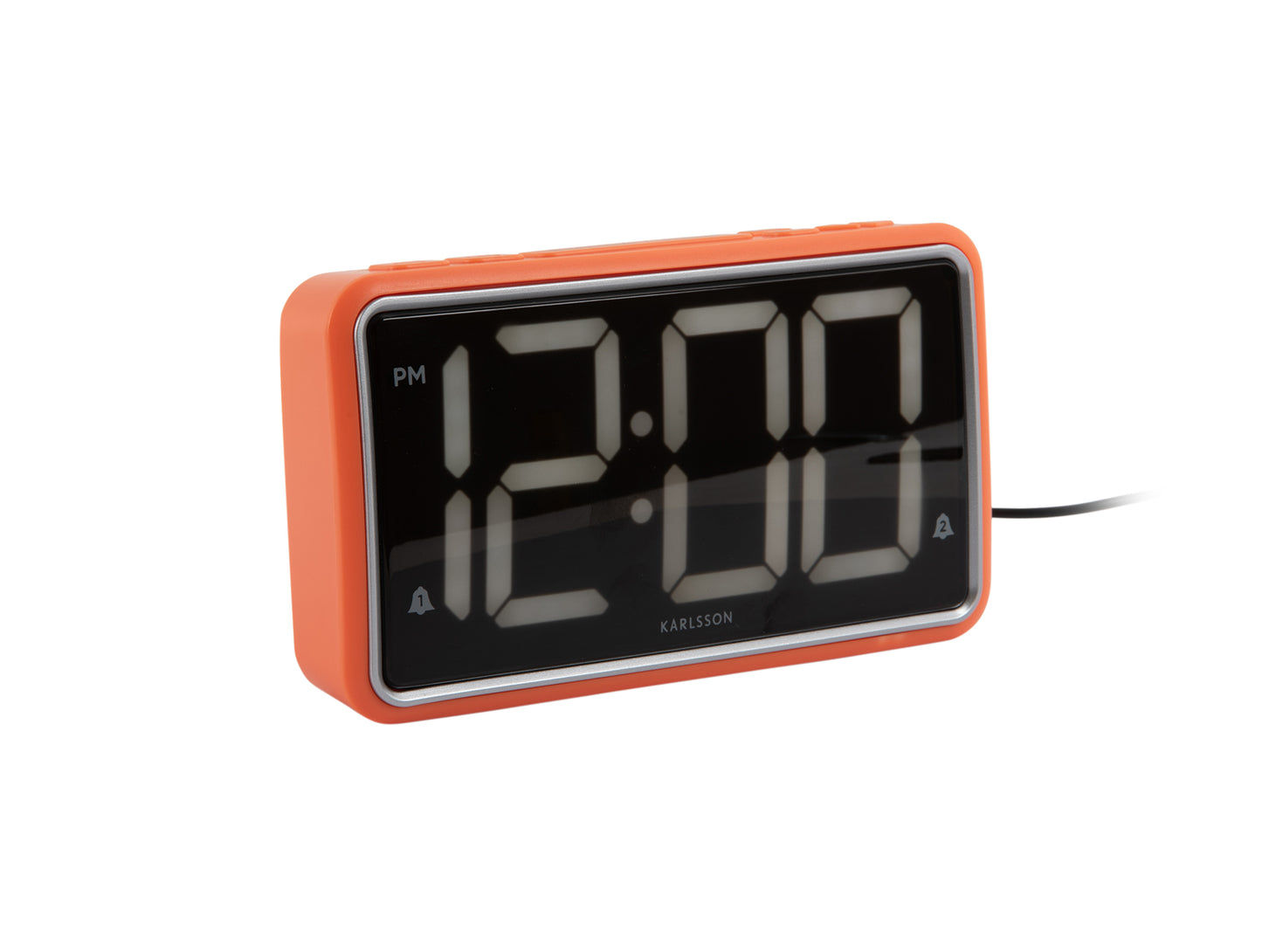 Retro-väckarklocka från Karlsson, orange front med stor digital display 2:10