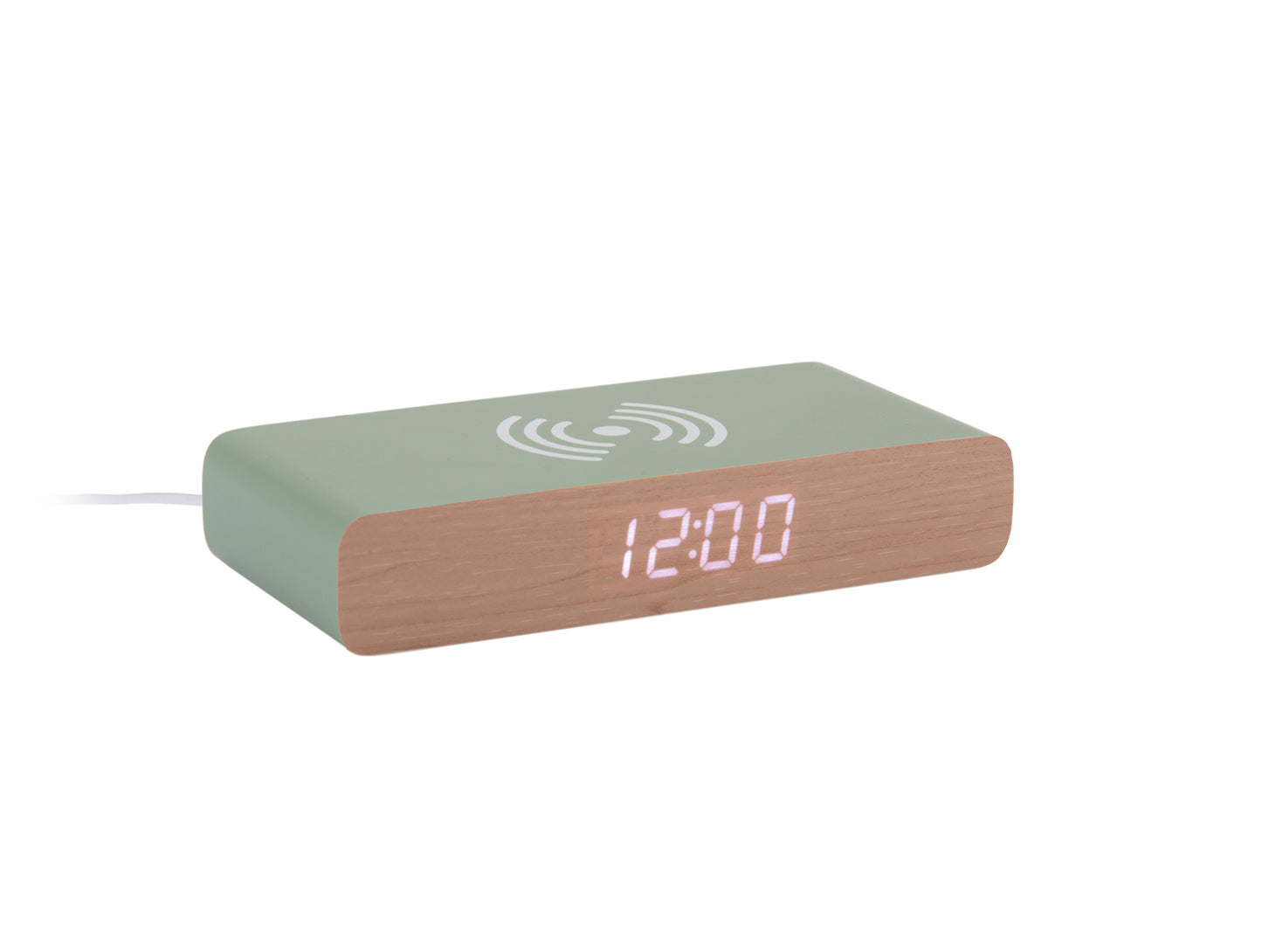 Retro LED-väckarklocka i djungelgrönt med trädetalj och digital display 12:00