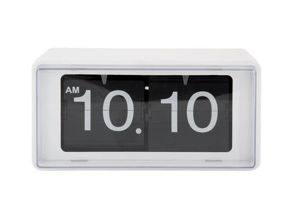 Flippklocka med transparent ram, visning 10:10 (AM), vit