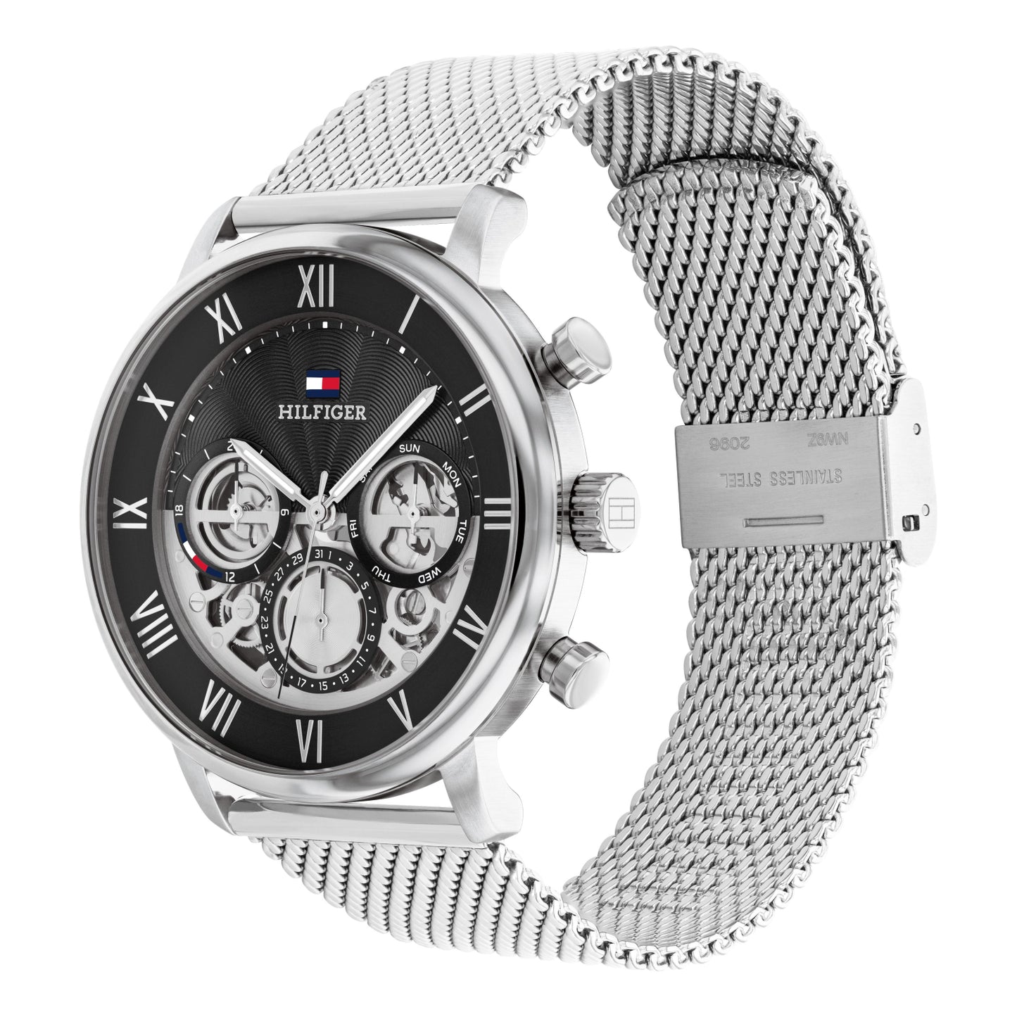 Zegarek kwarcowy Tommy Hilfiger Legend z czarną tarczą i bransoletą typu mesh
