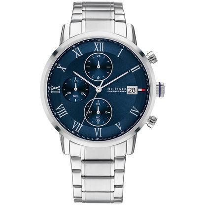 Herrenarmbanduhr mit blauem Zifferblatt, Edelstahlband und Datumsanzeige 28