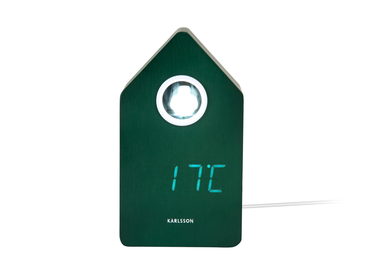 Retro LED-gökur med grönt hus, runt ljusfönster och visning 1:7