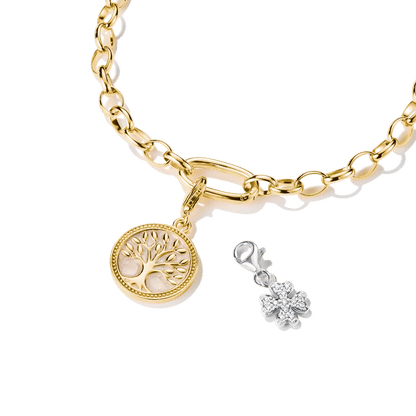 Halsbandshänge med rund design och silverfärgat klöverhänge