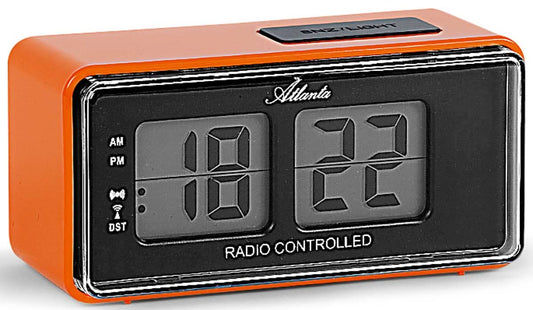 Retro-radiostyrd väckarklocka med digital LCD-display, Atlanta, orange-svart hölje