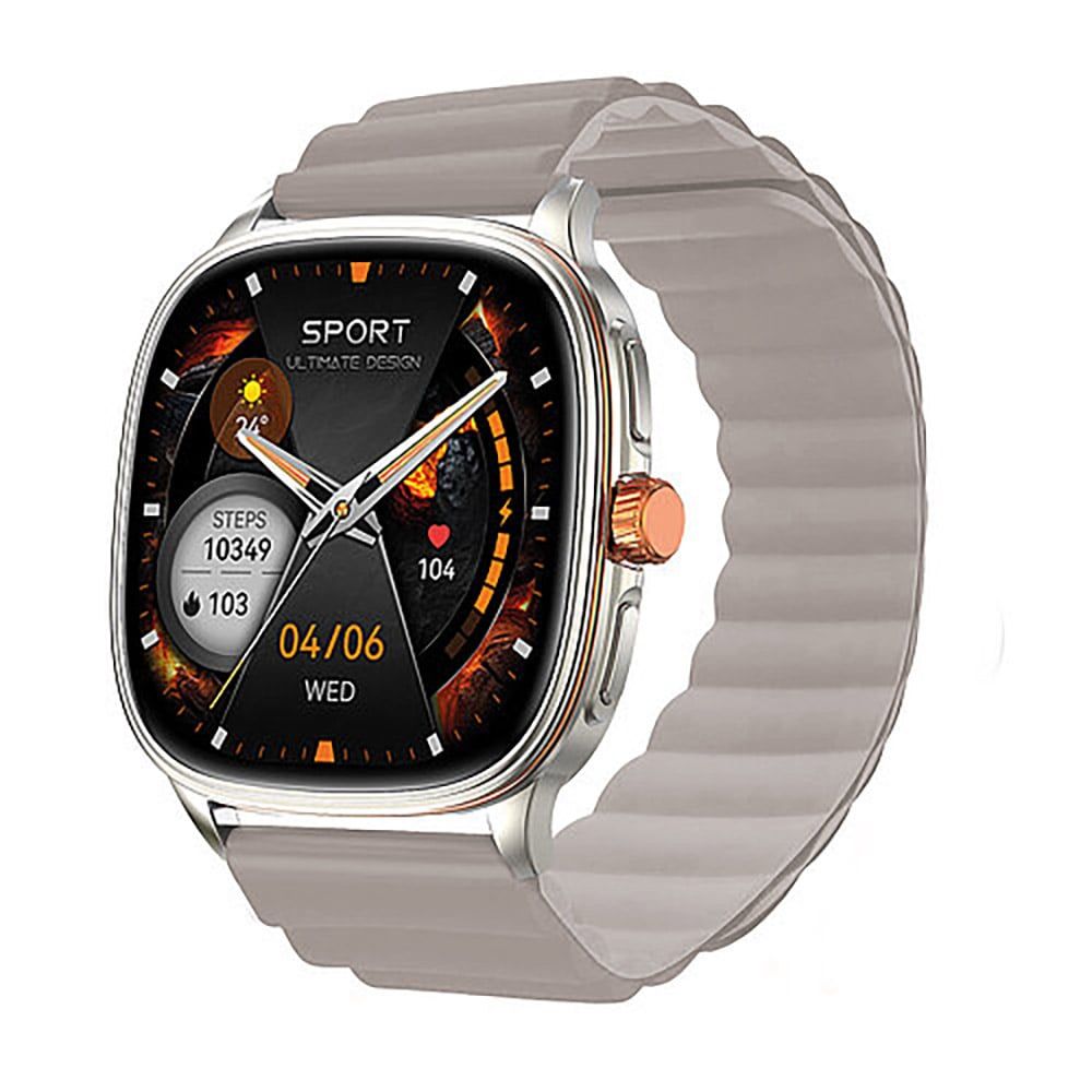 Sport-Aktivitätstracker mit grauem Armband, Metallgehäuse und Herzfrequenzanzeige
