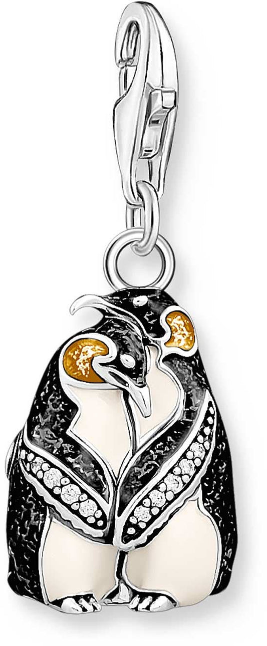 Charm-hänge pingvin i 3D-optik, 925 sterlingsilver, med liten ögla
