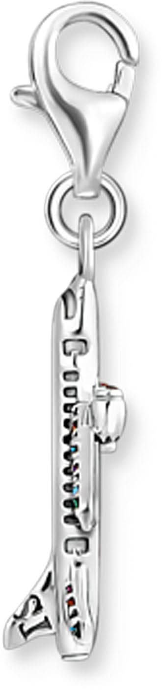 Flygplansberlock i 925 sterlingsilver, sidovy med ögla för kedja