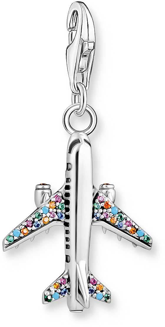 Flygplansberlock i 925 sterlingsilver med färgglada stenar i 3D-look