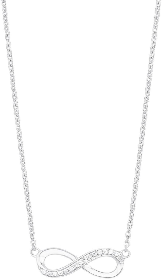 "Halsband med silverfärgad infinity-berlock med stenutsmyckning"