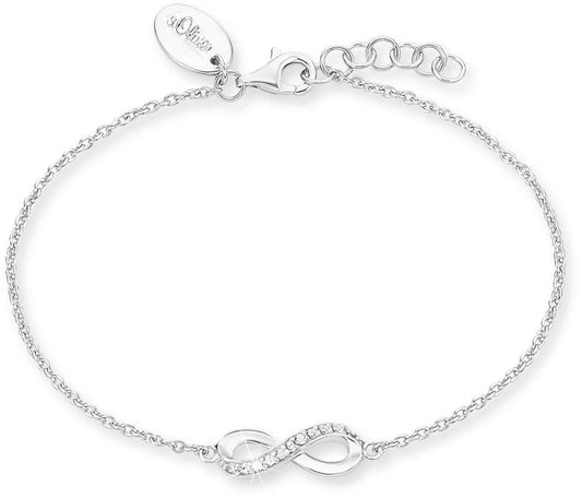 Silverarmband med oändlighetshänge och karbinhake