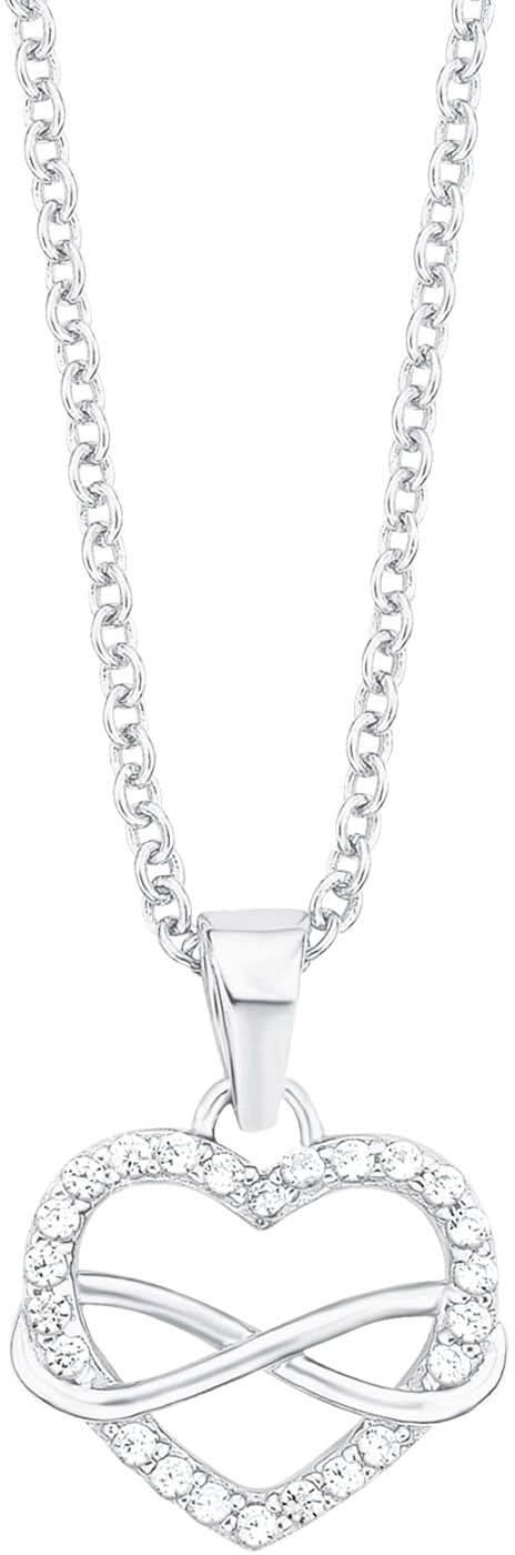 Silverfärgat halsband med hjärtformat hänge och fina prydnadsstenar