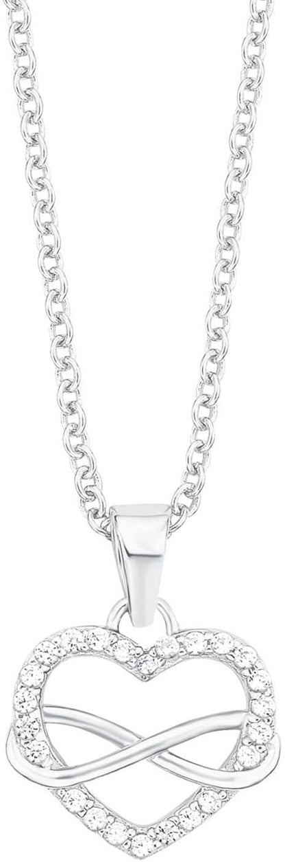 Silverfärgat halsband med hjärtformat hänge och fina prydnadsstenar