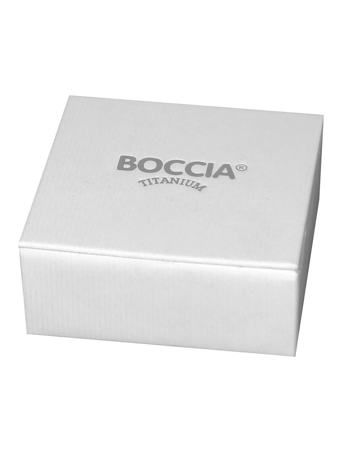 Boccia titan smyckeskrin, vit kartongdesign med logotyp