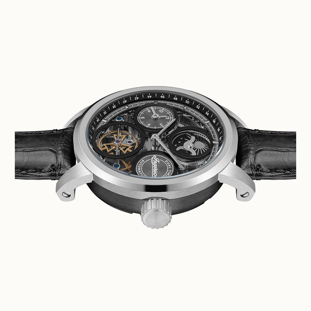 Herren-Armbanduhr Ingersoll mit sichtbarem Skelettwerk im runden Gehäuse